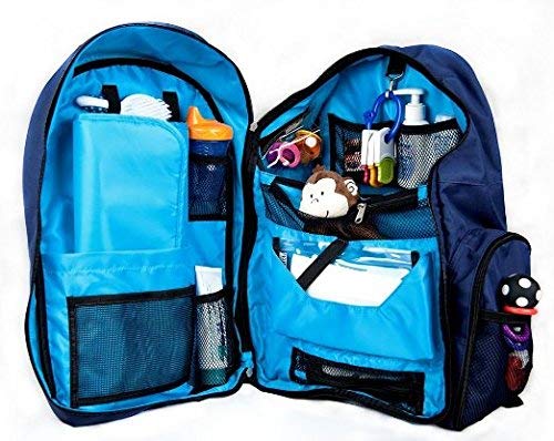 Okkatots + Travel Baby Depot Bag + Travel Diaper Backpack + Navy + 19