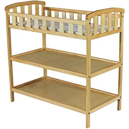 Dream on Me - Emily Changing Table - Natural - Nursery Room - Nursery Furniture - Traditional Design in a Solid Pine Wood Construction - 2 Shelves - Non-toxic Finish