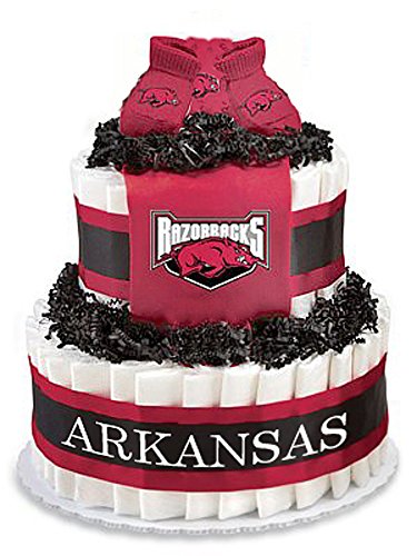 Collegiate Diaper Cakes - Baby Gifts for the Sports Fan--College Themed Diaper Cakes Featuring Your School Logo (Standard, Arkansas)