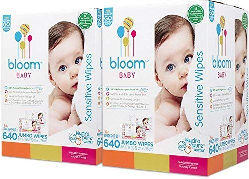 bloom BABY Sensitive Skin Unscented Hypoallergenic Wipes with Holder - 1280 count