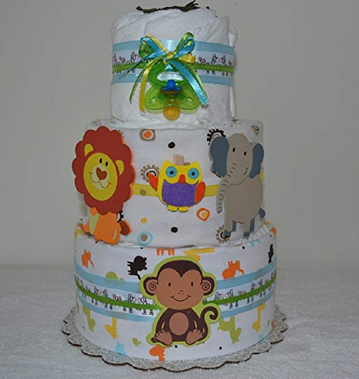 3 Tier Jungle Safari Baby Diaper Cake