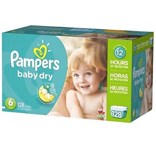 Pampers Baby Dry Diapers Economy Plus Pack - Size 6 128 Count, New!!!