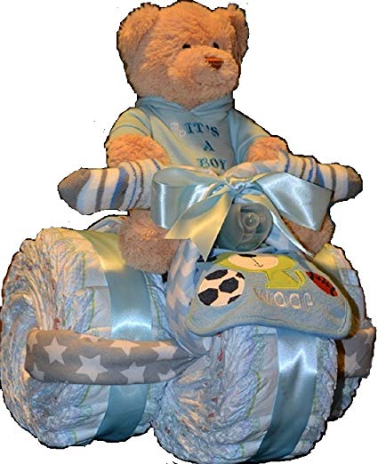 Baby Boy Tricycle Diaper Cake - Gift for Baby Boy- Makes a Great Baby Shower Centerpiece