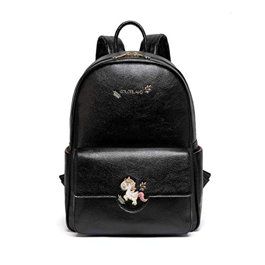 Colorland Eudora Unicorn Embroidery Baby Changing Backpack(Black)