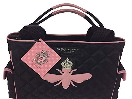 My Flat in London Diaper Bag W/Pink Queen BEE -Medium