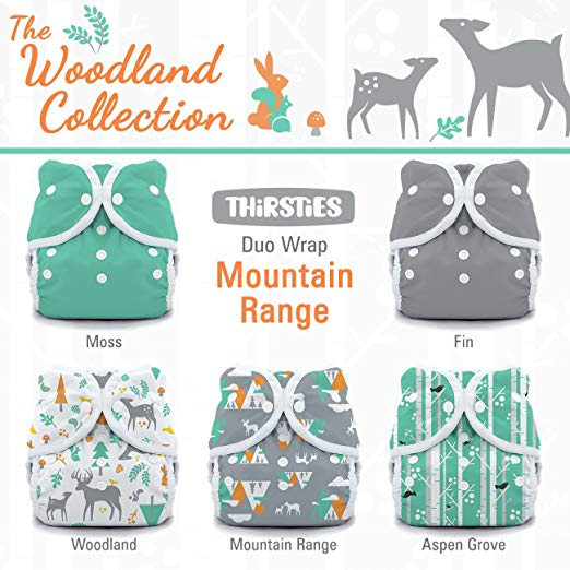 Thirsties Package, Snap Duo Wrap, Woodland Collection Moutain Range, Size 1