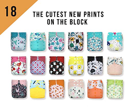 SALE! 18 KaWaii Baby One Size Printed Snap Pocket Diaper Shells