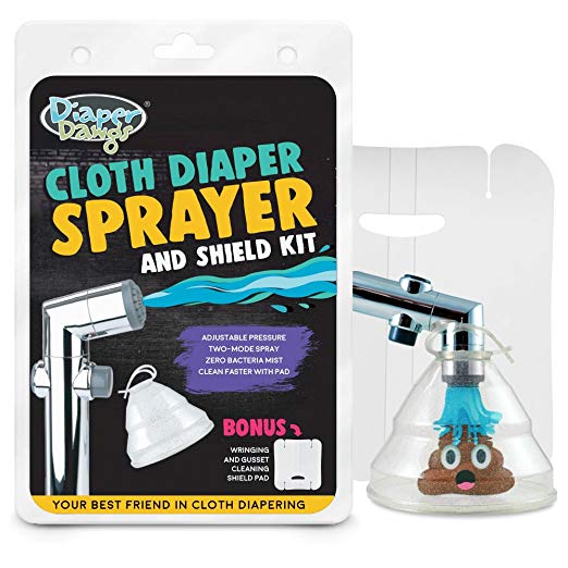 Diaper Dawgs Premium Dual Mode Cloth Diaper Sprayer – Includes Patented Germ AND Splatter Shield – A Powerful Diaper Washer Hand Held Bidet Sprayer for Cloth Diapers