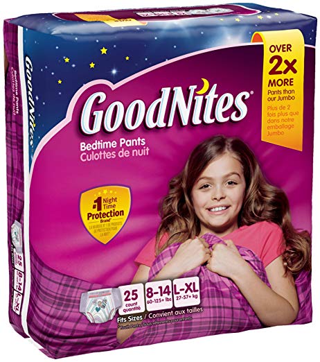 GoodNites Underwear, Girls, L-XL (60-125+ lbs), Jumbo, 12 ct (2 Pack)