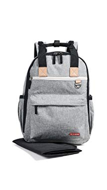 Skip Hop Diaper Bag Backpack with Matching Changing Pad, Duo Signature, Grey Melange