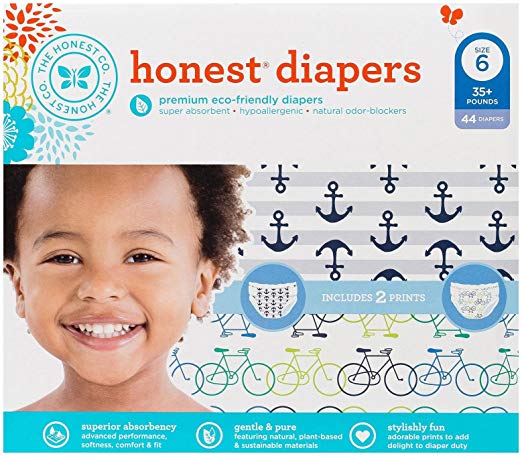 Honest Diaper Club Box - Bicycles & Anchors + Stripes - Size 6 - 44 ct