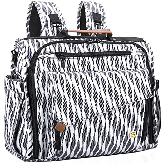 ALLCAMP Zebra Diaper Bag Large, Support Baby Stroller, Converted Into a Tote Bag, Black and White …