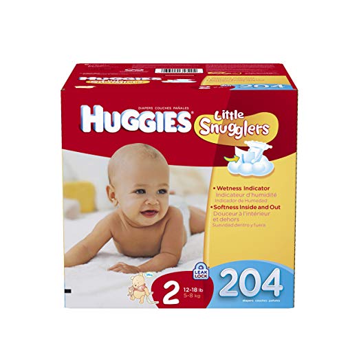 Huggies Little Snugglers Diapers Economy Plus, Size 2, 204 Count