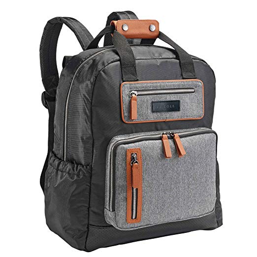 JJ Cole - Papago Pack Diaper Bag, Large Capacity Backpack Style with Stroller Clips, Changing Pad, and Multiple Pockets for Baby Supplies, Herringbone Tweed