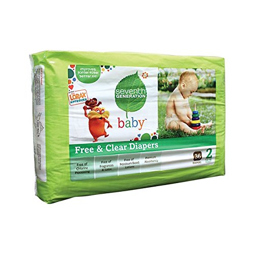 Seventh Generation Baby Free and Clear Diapers Stage 2: 12-18 lbs -- 36 Diapers