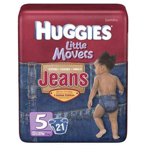 Huggies Little Movers Diapers, Jeans, Size 5 (Over 27 lb), Jumbo