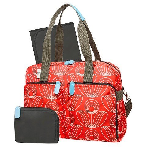 Orla Kiely Diaper Bag Tote - Red/White Stem Flower Print