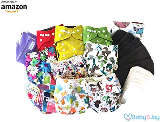 Day and Night Complete 30 pcs Bundle Heavy Wetter Overnight Super Absorbency Bamboo Cotton Terry Bamboo Charcoal Pocket Diaper, 9 Packs + 19 Inserts + 1 Wet Bag + 1 Changing Mat