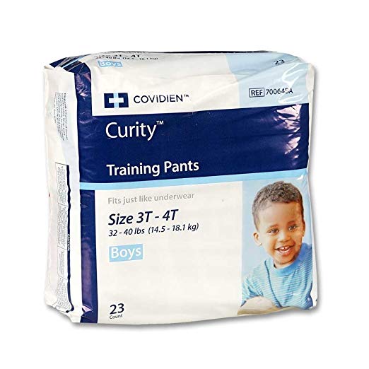 Curity Toddler Pull-On Training Pants for Boys, Size Large (32 - 40 lbs), Case of 4/23s (92 ct)