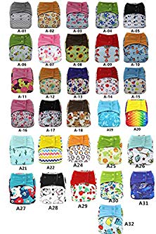 AIO Reusable Washable Cloth Diaper Nappy Charcoal Bamboo Insert Overnight (D12+1)