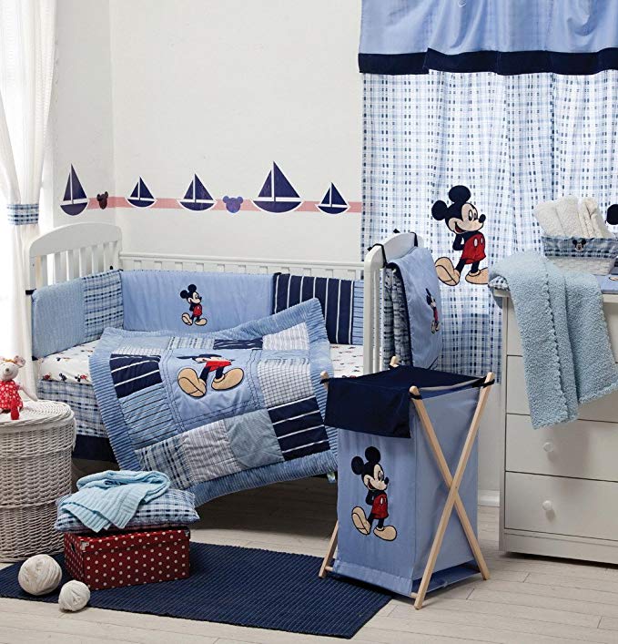 [Blue Mickey Mouse] Crib bedding Collection Accessory - Bumper