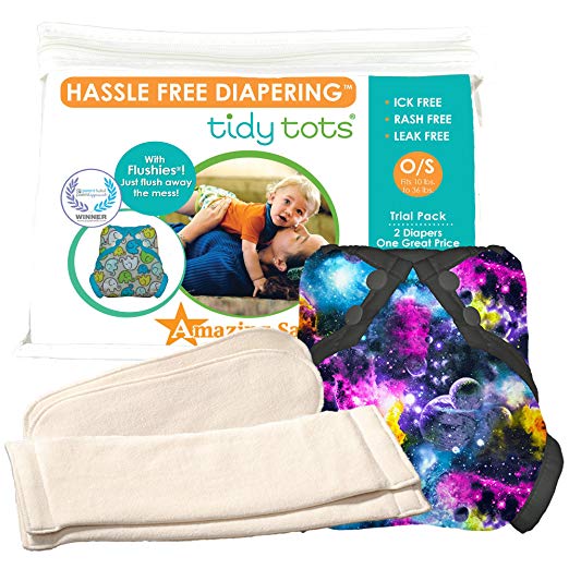 Tidy Tots Diapers Hassle Free 2 Diaper Trial Set (Black Galaxy)