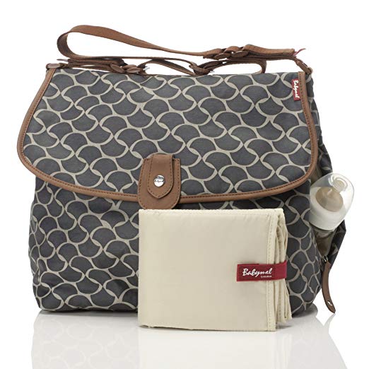 Babymel Satchel Diaper Bag, Wave Elephant Grey