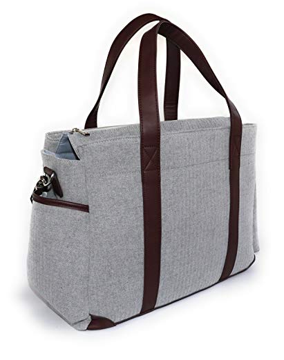 Designer Diaper Bag | Large and Durable | Gender Neutral Tote Bag Includes Changing Pad, Shoulder Strap and Stroller Straps | Extra Pockets For Wipes, Baby Bottles and More!