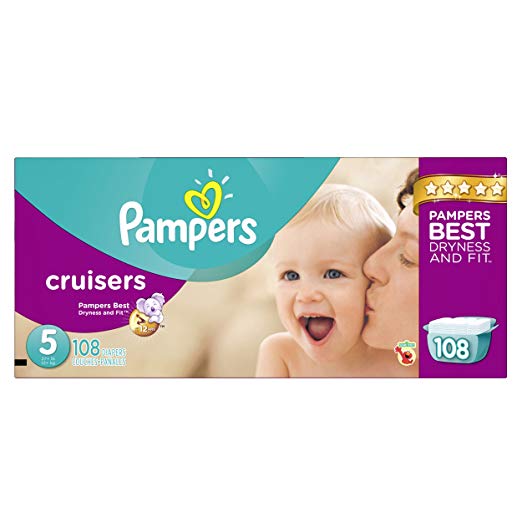 Pampers Cruisers Disposable Diapers Size 5, 108 Count, ECONOMY