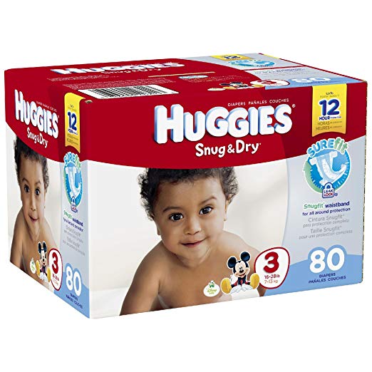 Huggies Snug & Dry Diapers, Size 3 (16-28 Lb), Disney Baby, 80 Count