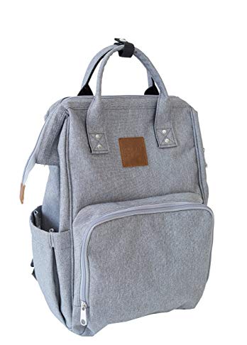 Citi Babies Grey Diaper Bag Backpack - Water Resistant, Shoulder Strap, Large Capacity, Insulated Bottle Pockets, Changing Pad, Stroller Clip- Trendy Diaper Bag for Dad & Mom Or Baby Shower