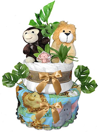 Safari Diaper Cake - Baby Shower Gift - Gender Neutral - Monkey and Lion