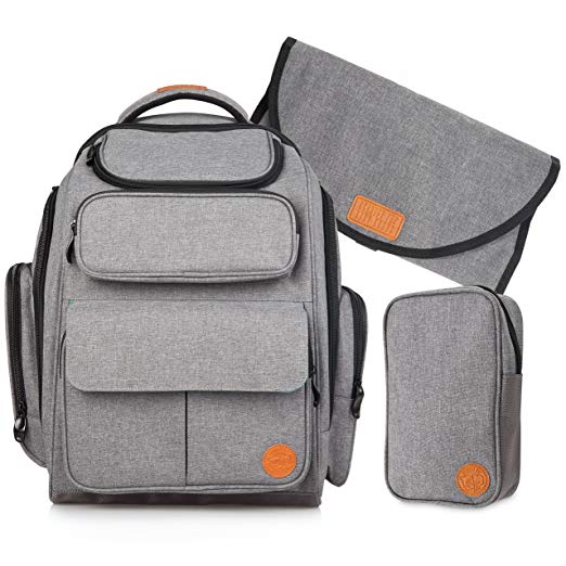 Large Baby Diaper Bag Backpack: Travel Bags for a Boy or Girl, Mom & Dad - Grey